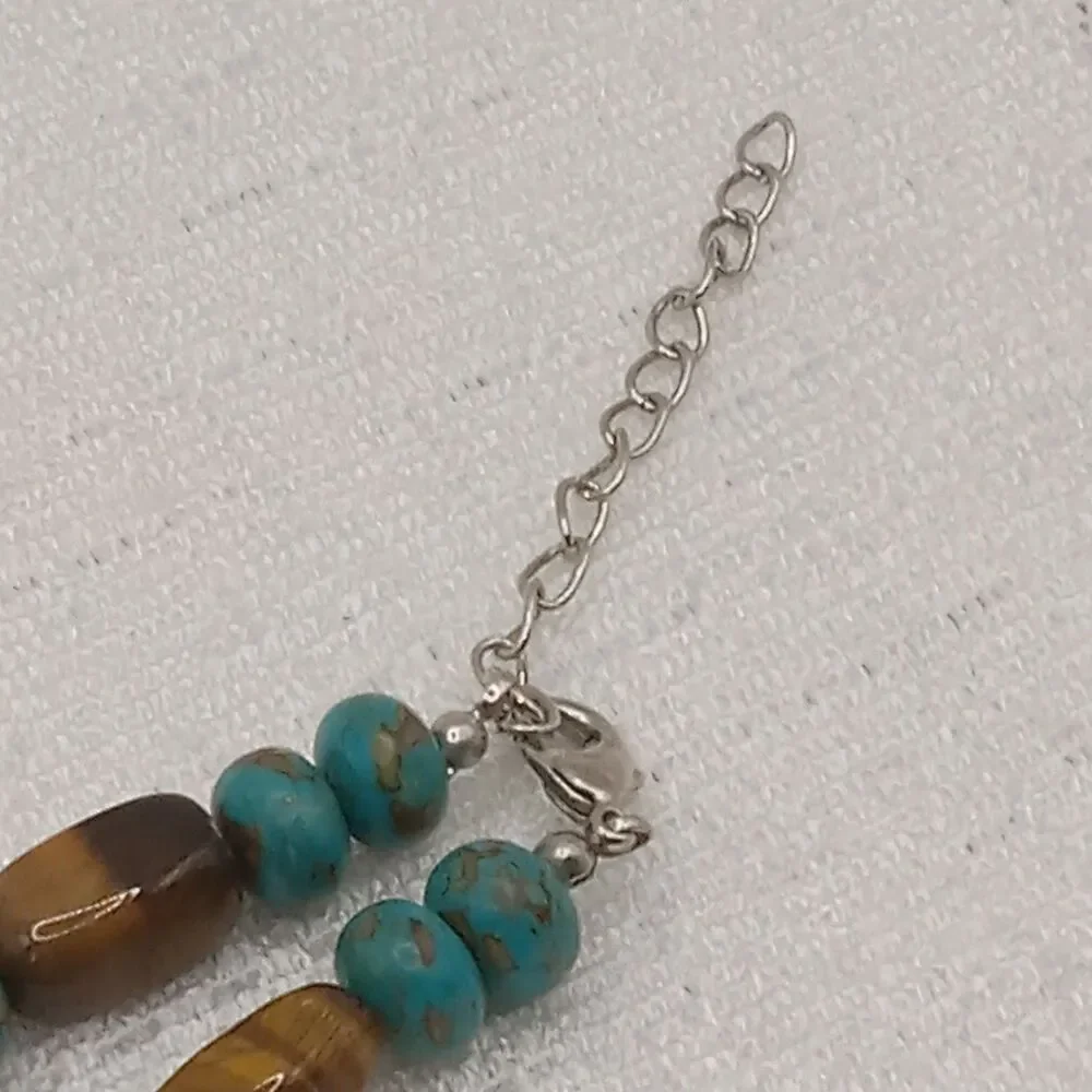 Necklace Tiger Eye Turquoise Beads Polished Gemstone Mixed Stone